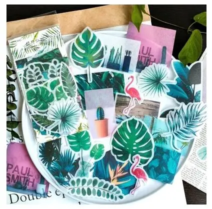 Tropical flamingo 60 шт./упак. в ретро-стиле с золотыми черепами цветами с изображением растений кактуса тропические Vibes в сказочном стиле для художественного оформления ногтей, ручная работа, ежедневник, наклейка для скрапбукинга героя из мультфильма - Цвет: Tropical flamingo