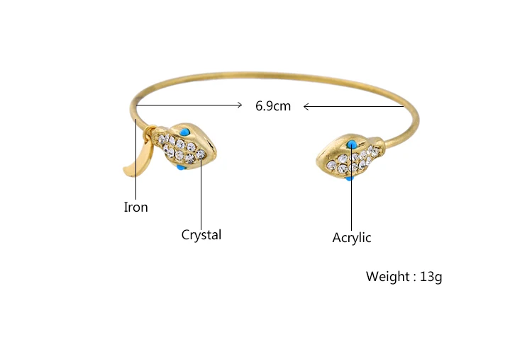 Antique Gold Color Open Cuff Bangle New Design Cool Snake Head Blue Fashion Women Jewelry | Украшения и аксессуары