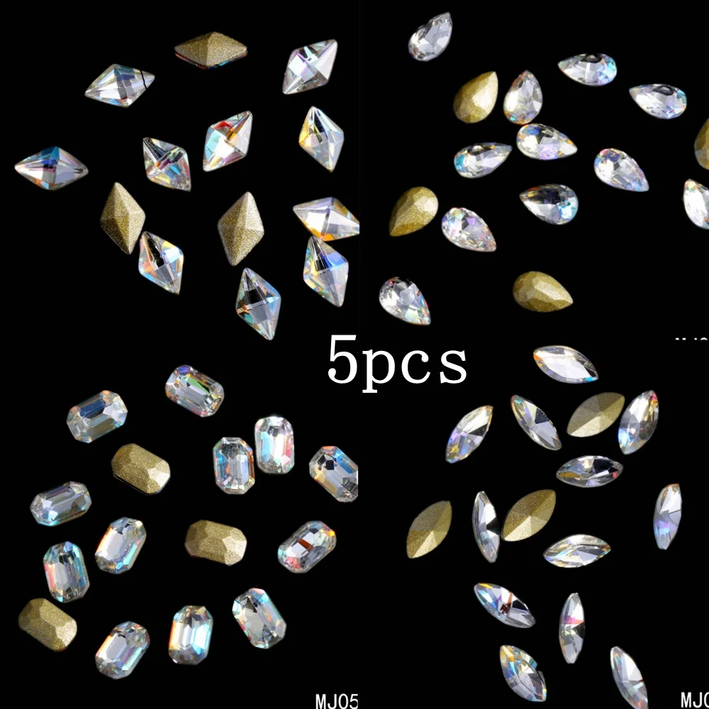 5 шт прозрачные стеклянные стразы AB для дизайна ногтей украшения наклейки DIY