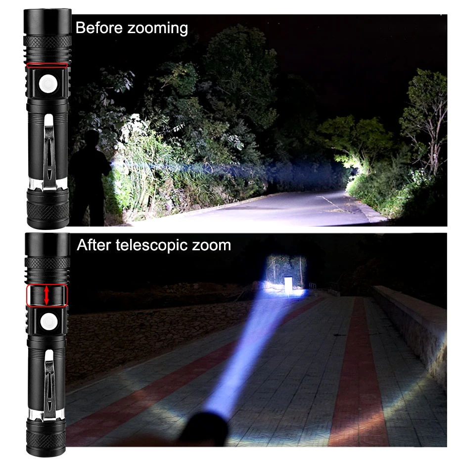 

USB charging linterna led flashlight torch el feneri ultra bright flashlight with battery ForCamping climbing hunting fishing A1