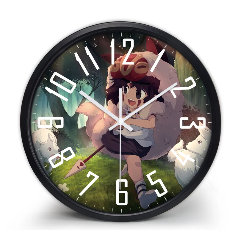 Часы принцессы Mononoke настенные часы Hayao Miyazaki бесшумные металлические детская