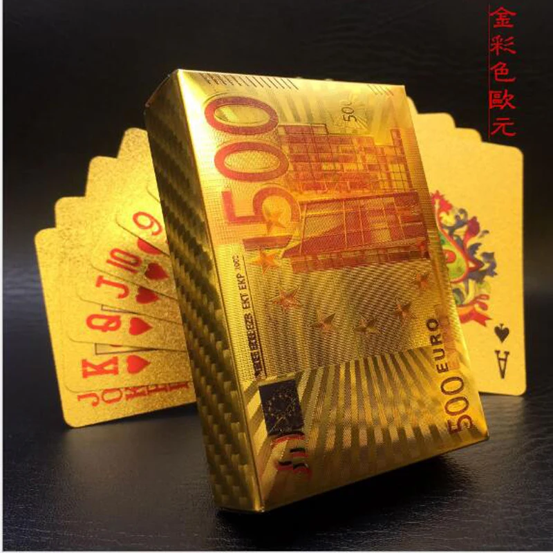 Евро игральные карты пластиковые 24k золотые ПВХ 100% водонепроницаемые
