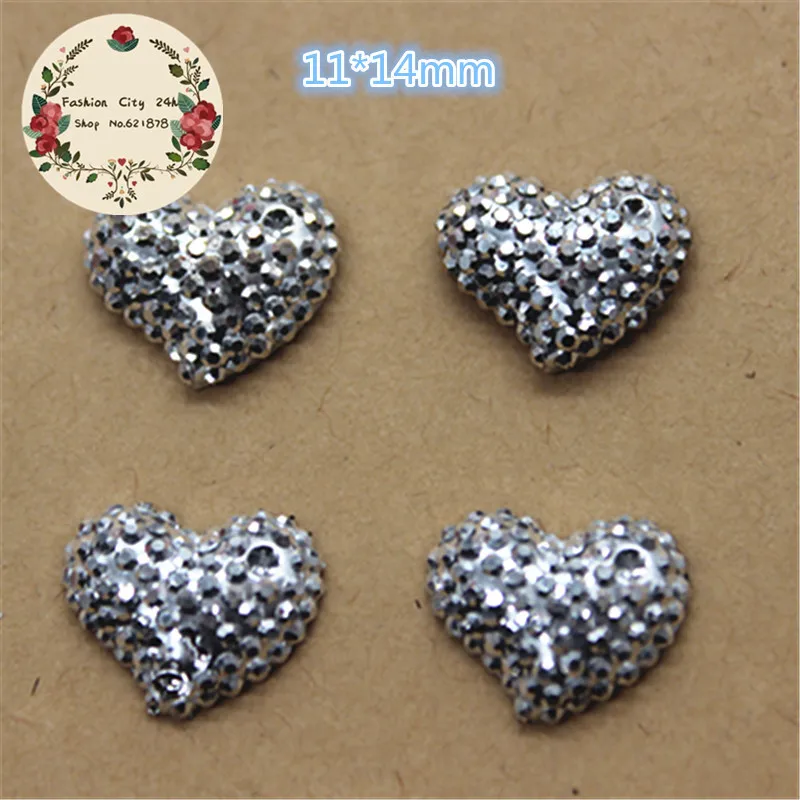 heart 100pcs 100 шт полимерные серебряные блестящие стразы в форме цветка/сердца/Микки/вишни/короны, кабошон для рукоделия, скрапбукинг - Цвет: heart 100pcs
