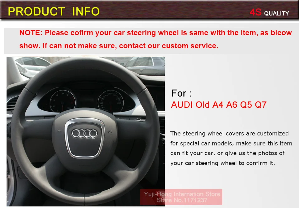 Yuji-Hong чехлы на руль из искусственной кожи для автомобиля, чехол для Audi старый A4 B7 B8 A6 C6 Q5 Q7 ручной работы черный кожаный чехол