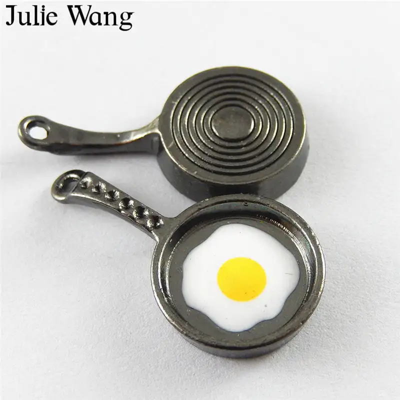 Julie Wang 10 шт. сплав пистолет черная эмалированная кастрюля Подвески ожерелье