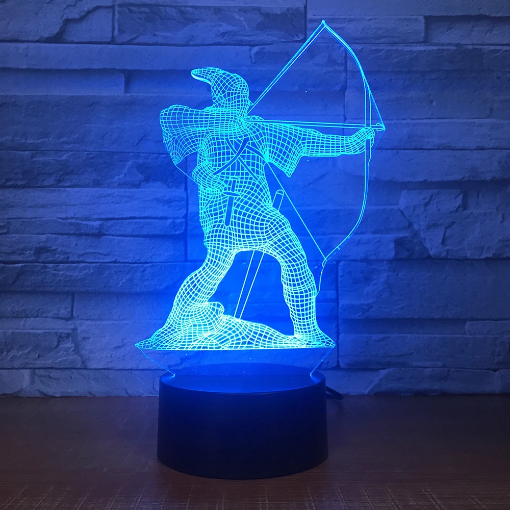 Детская спальня атмосфера 7 цветов сменная лампа 3D Светодиодная для солдат лук