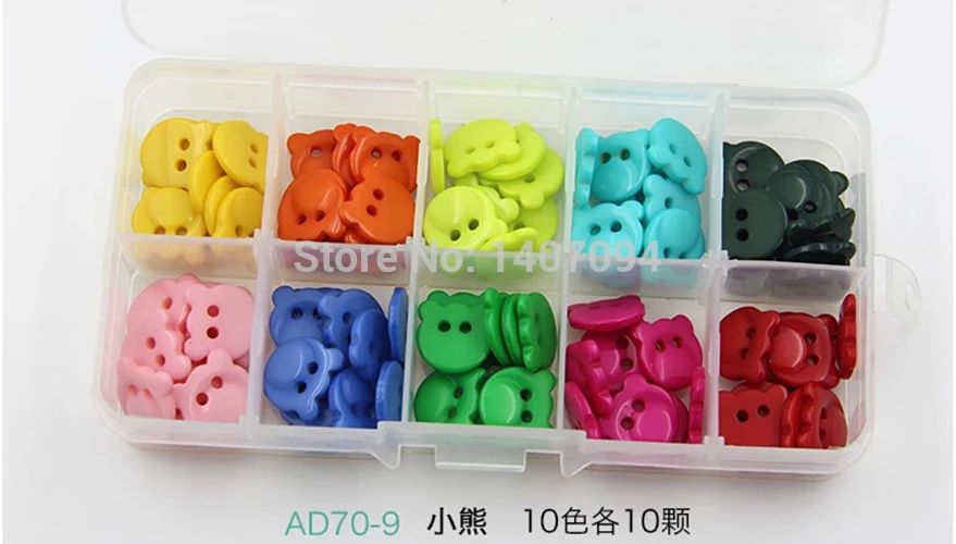 2017 100 шт Разноцветные Кнопки 2 отверстия 15 мм маленький медведь мультяшный стиль