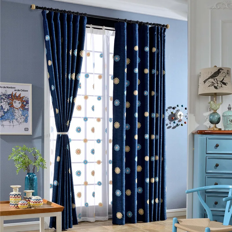 Европейский пасторальный стиль хлопок и лен занавес из ткани Подсолнухи вышитый