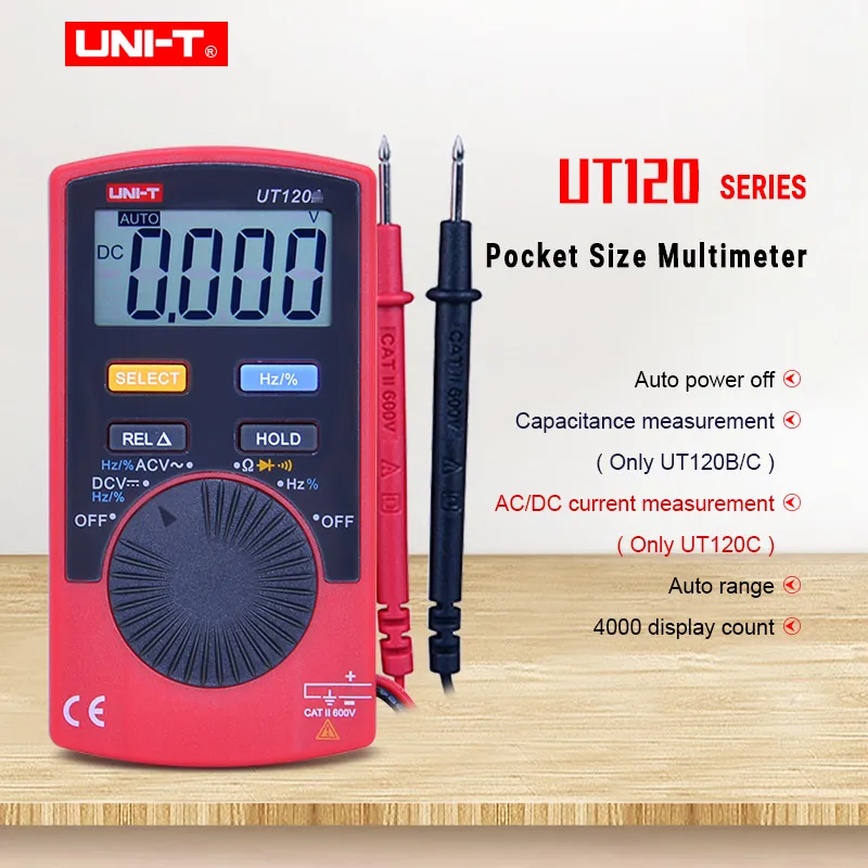 Цифровой мини мультиметр UT120A/B/C с ЖК дисплеем измерением частоты и