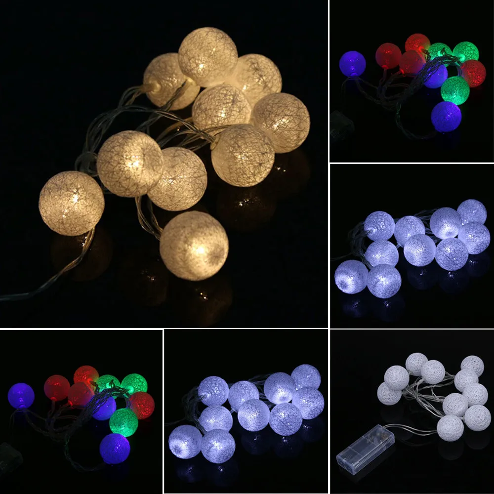 Горячие модные световые струны 1 3 м 10LED хлопковые Шаровые струнные светильники