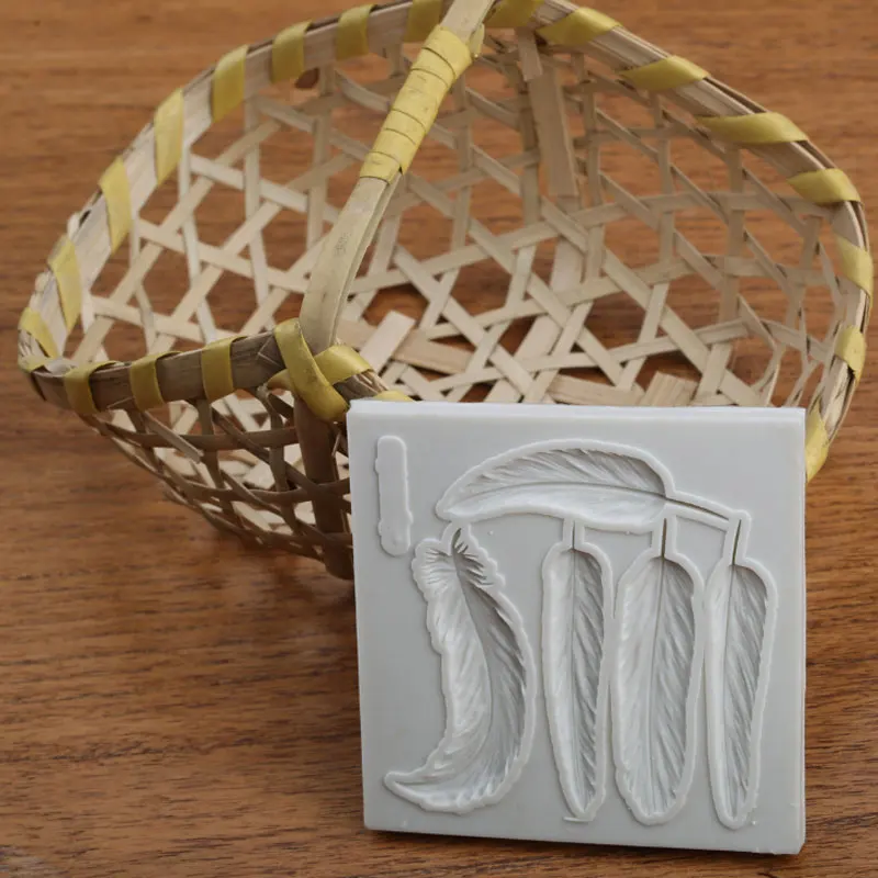 3D перо Fondant Mold торт мыло фимо глина шоколад силиконовые украшения пресс-формы