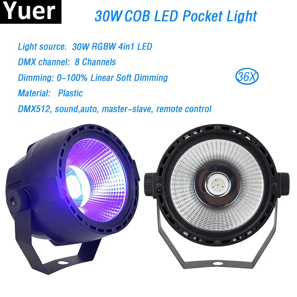 

30Pcs/Lot Plastic LED Par Light 30W RGBW 4in1 Remote control COB Par Cans DMX not 60W for DJ Disco Led Beam Wash Strobe Effect