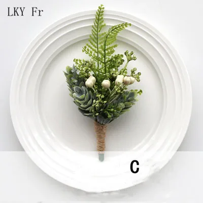 Corsage C LKY Fr искусственный цветок Свадебный корсаж булавка цветы для жениха бутоньерка зеленая манжета браслет подружки невесты свадебные цветы - Цвет: Corsage C