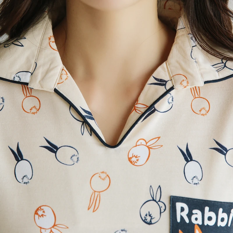 Yuzhenli новый осень милый кролик для женщин's пижамы девочек с принтом Pijama 100%