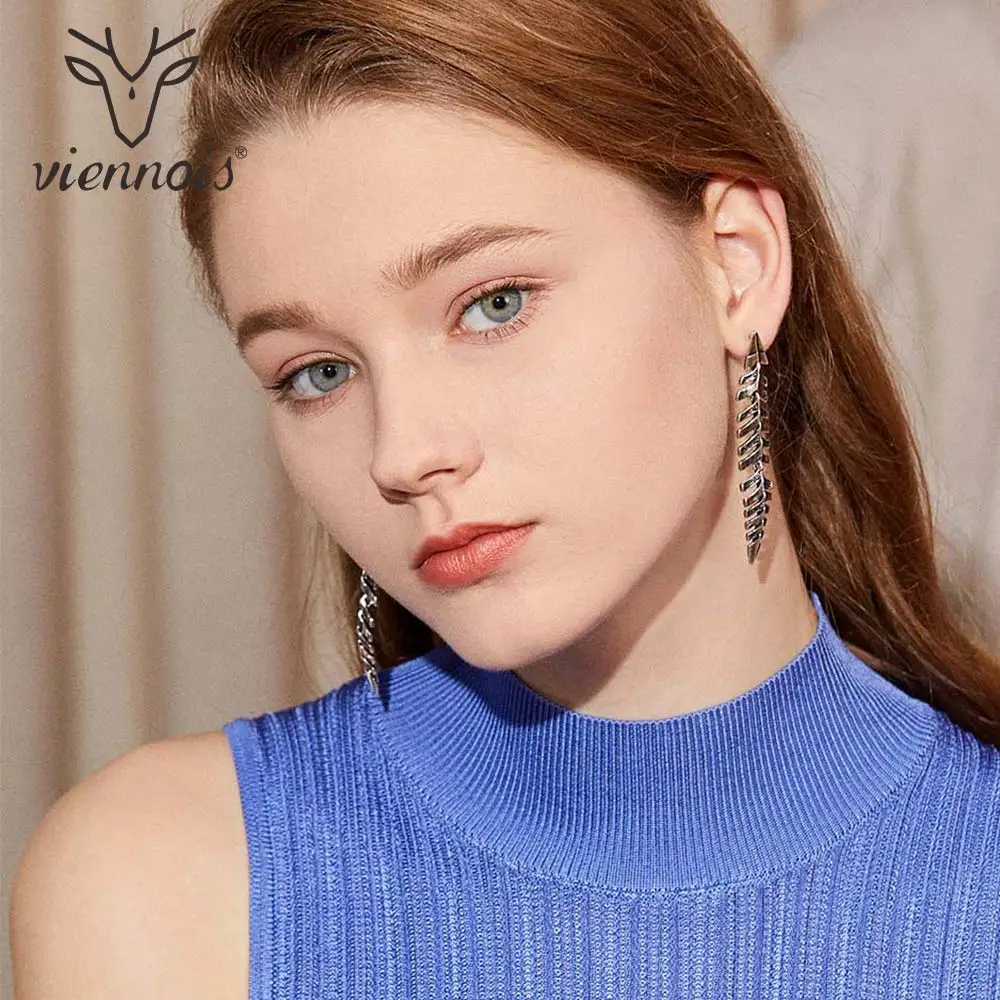 Viennois стрелки длинный Серьги для Для женщин Винтаж серебро Цвет Серьги-гвоздики