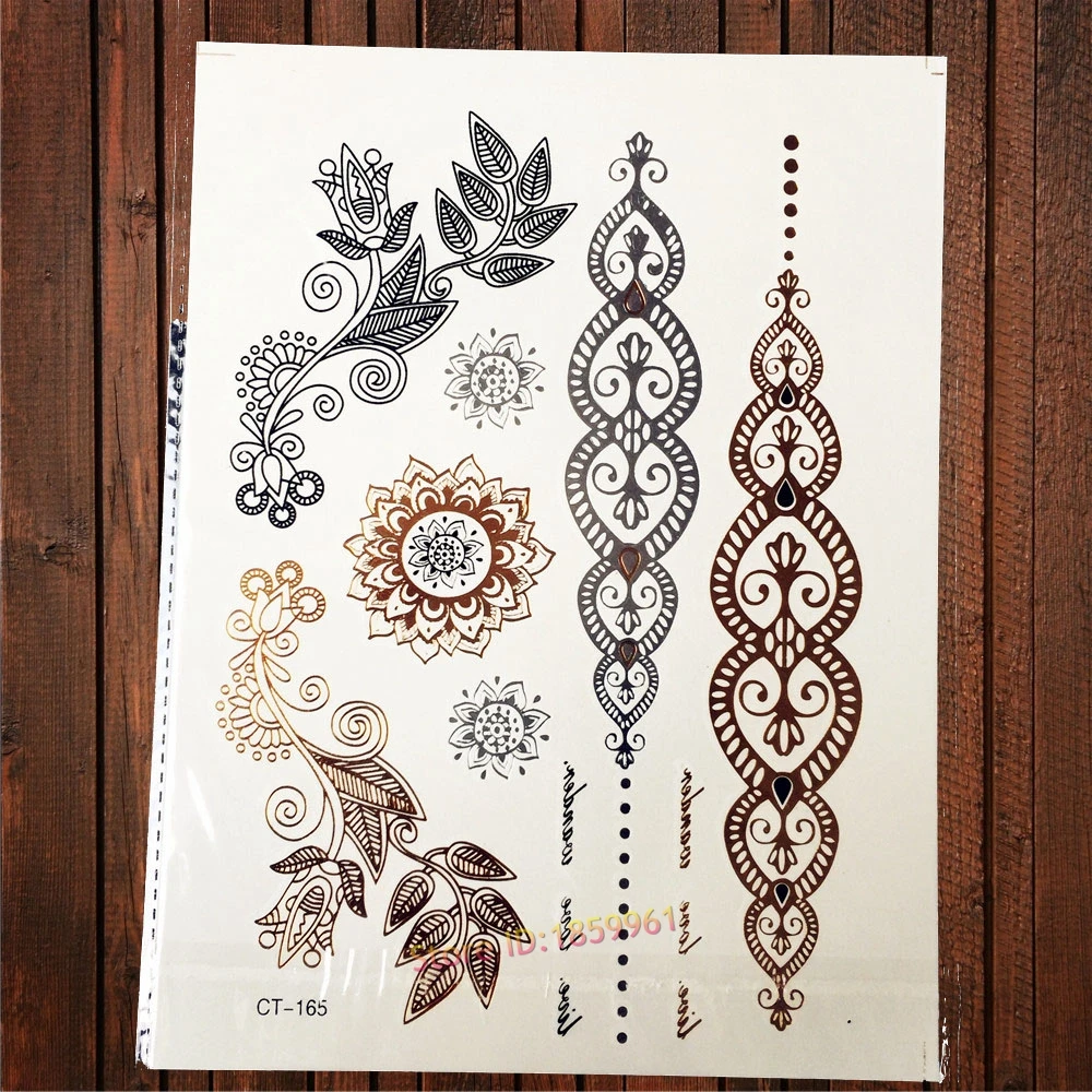 

Beauty Makeup Waterproof Decal Temporary Gold Tattoo Deer Star Jewelry Flower Arm Tatoo Body Leg Art Henna Tattoo Sticker AYH106