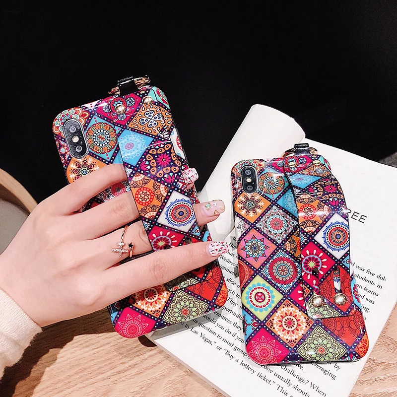 Чехол для телефона в стиле ретро iphone XS Max X XR 6 S 7 8 Plus роскошный ремешок на запястье