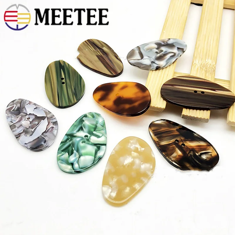 Meetee 10 шт 30/44 мм Высокая-класс ацетат смолы Кнопка овальной формы с 2 отверстиями с плоской задней Кнопки DIY Украшение пальто Пряжка швейной