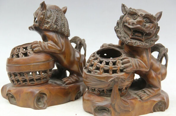 SCY JP S061 8 &quotКитайский Boxwood собака Фу Собака Guardion Лев корзина шар статуя скульптура