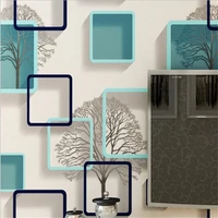 beibehang 3d cubical gingham wallpaper abstract black white blue twig wallpaper bedroom living room tv background wall paper