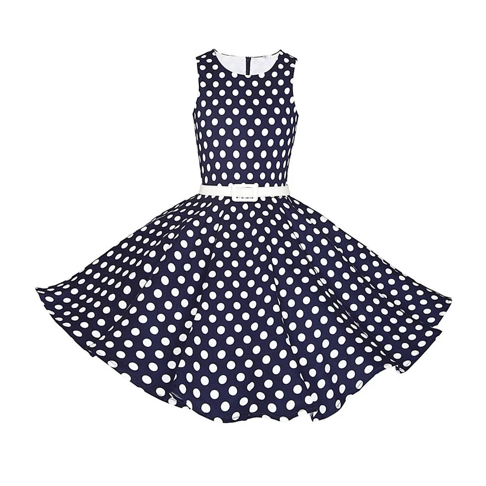 Шикарное винтажное платье для девочек с ремнем летнее хлопковое элегантное