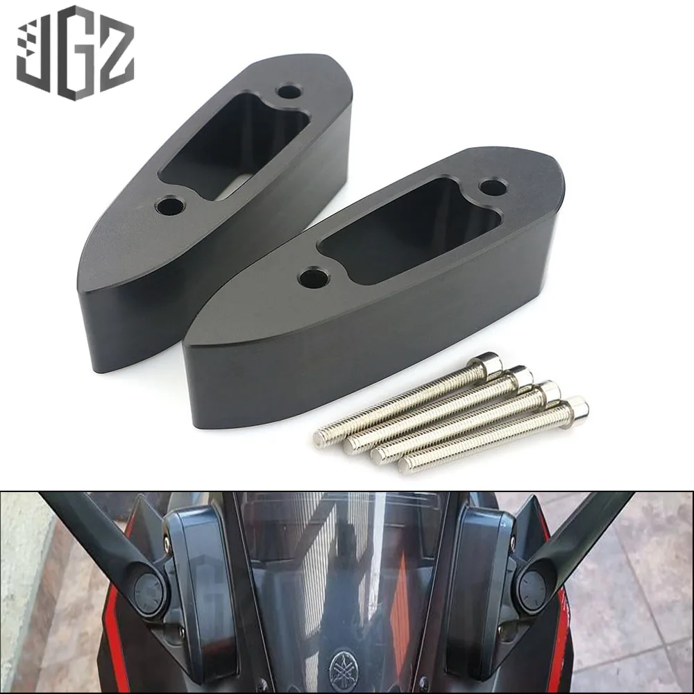 

Motorcycle Black CNC Rear View Mirrors Base Heightening Extension Bracket Mount for YAMAHA YZF R3 R25 2015 2016 2017 Accessories