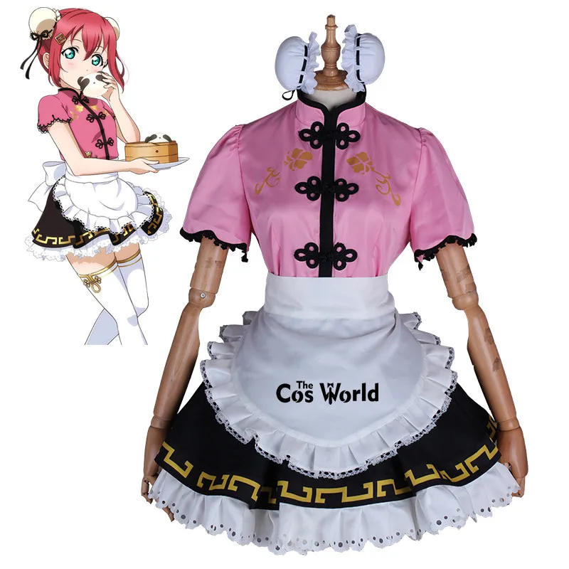 Женский костюм Рубин Чонсам Love Live Sunshine горничной Униформа аниме костюмы для