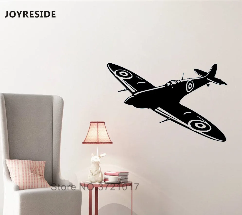 Joysebe наклейка самолет на стену Летающий Spitfire настенный стикер военный виниловый