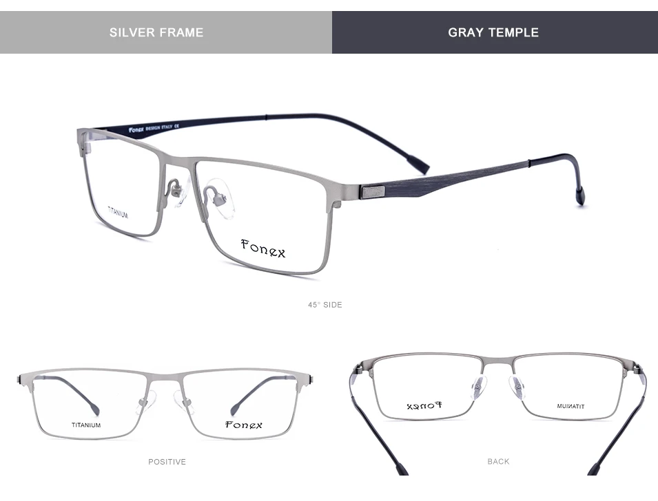 FONEX, титановый сплав оправа для очков, мужские очки по рецепту, квадратные очки для близорукости, мужские Оптические очки без винтов 9837