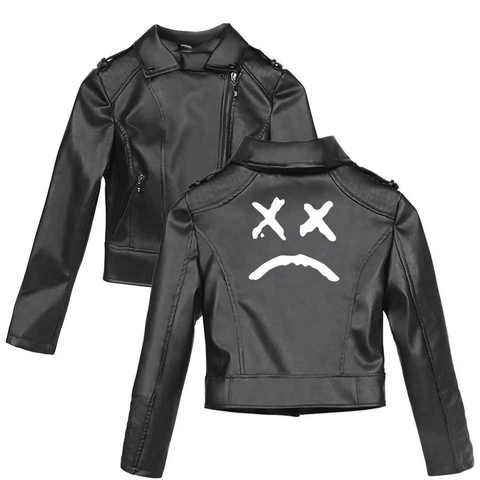 Женская куртка из искусственной кожи Черная байкерская на молнии с отложным