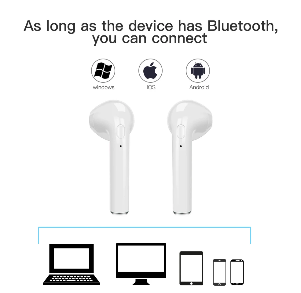 TWS i7S беспроводные наушники-вкладыши Bluetooth V5.0 гарнитура музыкальные наушники-вкладыши с зарядкой для iPhone Xiaomi всех смартфонов