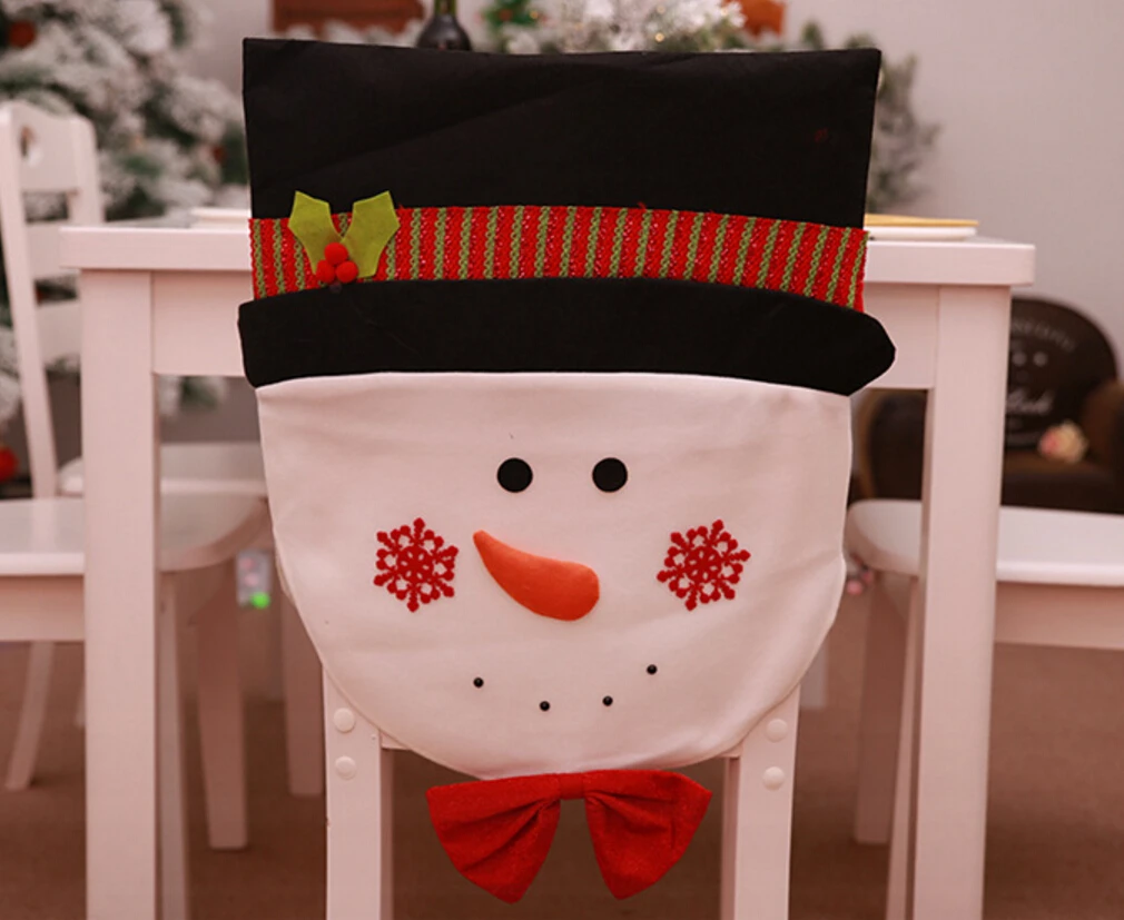 Snowman Милый Рождественский Чехол для стула Санта Клаус Снеговик украшения для домашнего стула задняя крышка - Цвет: Snowman