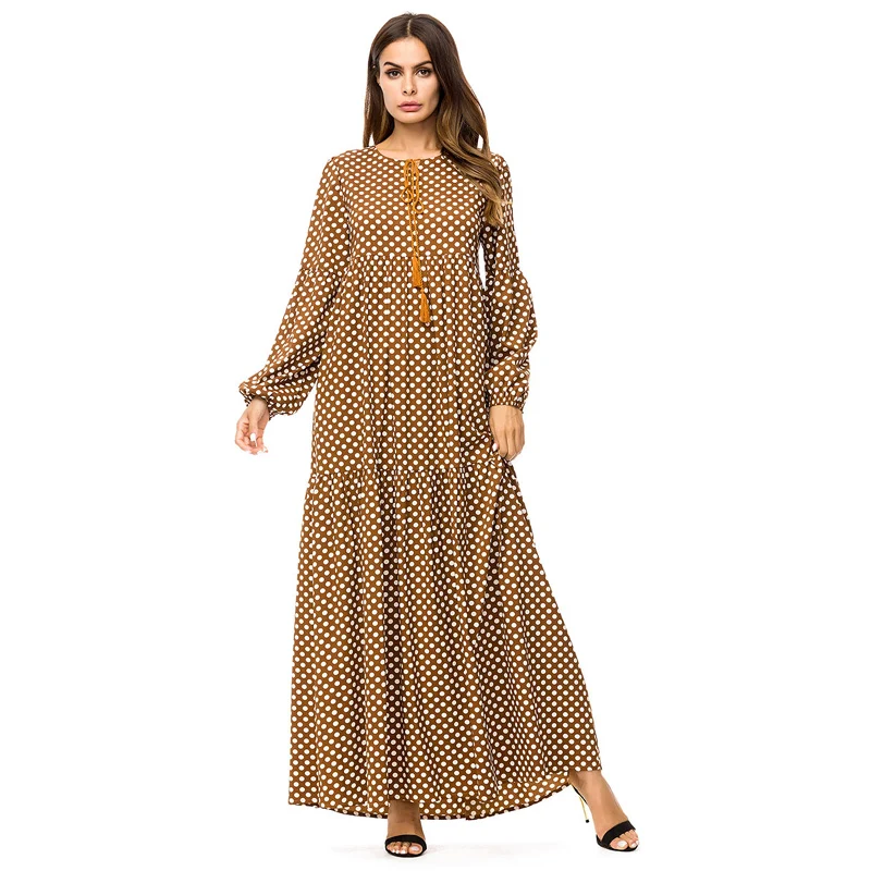 Женское свободное платье с длинным рукавом Abayas большой размер 4XL турецкий