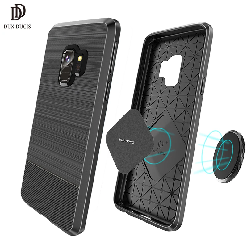 DUX DUCIS мягкий чехол из углеродного волокна для samsung Galaxy S9 + Plus Магнитный держатель