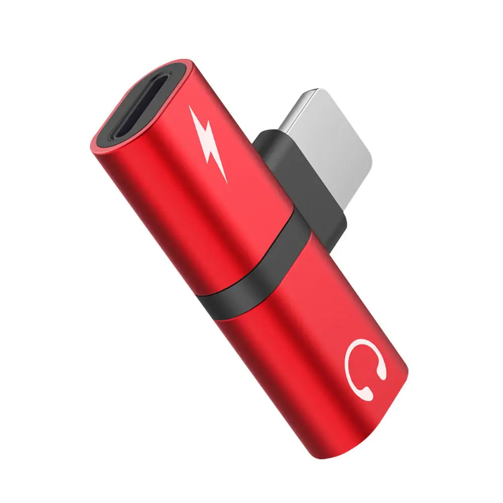 Красный FLOVEME OTG Аудио Адаптер для iPhone X адаптер для зарядки аудио USB адаптер для iPhone 7 Plus зарядное устройство гарнитура с подсветкой разветвитель - Цвет: Красный
