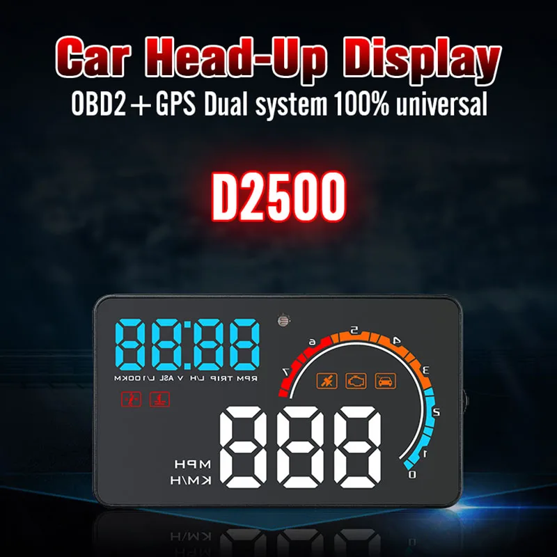 Универсальный автомобильный HUD Дисплей с увеличением скорости RPM MPH лобовое