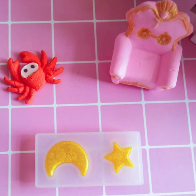 Кошачий медведь лапа сердце луна звезда силиконовая форма смола ручная работа