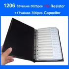 Новый образец SMD 1206 63 значения 3025 шт. комплект резисторов 1% и 17 значений 700 шт. комплект конденсаторов