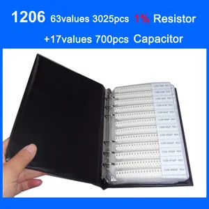 Новый образец SMD 1206 63 значения 3025 шт. комплект резисторов 1% и 17 значений 700 шт. комплект конденсаторов