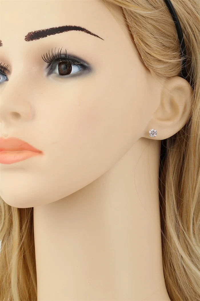 Женские серьги гвоздики с фианитами 6 мм|crystal stud earrings|stud earringsstud earrings for women |