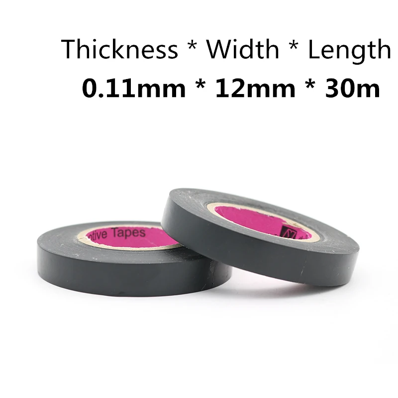 

5 Pcs High Quality Electrical Tape 0.11mm 12mm 30m Special Flame Retardant Insulation Wiring Harness PVC Black