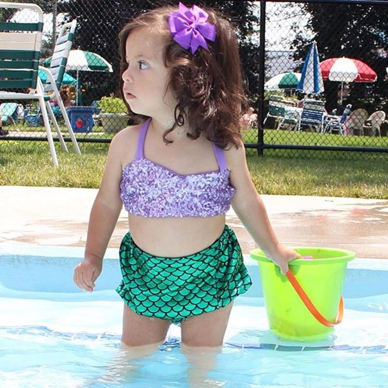 Купальник для девочек бикини купальник русалка детский купальный костюм с