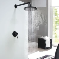 solid brass black bathroom concealed shower set 8 rainfall shower head shower arm set shower diverter mixer valve