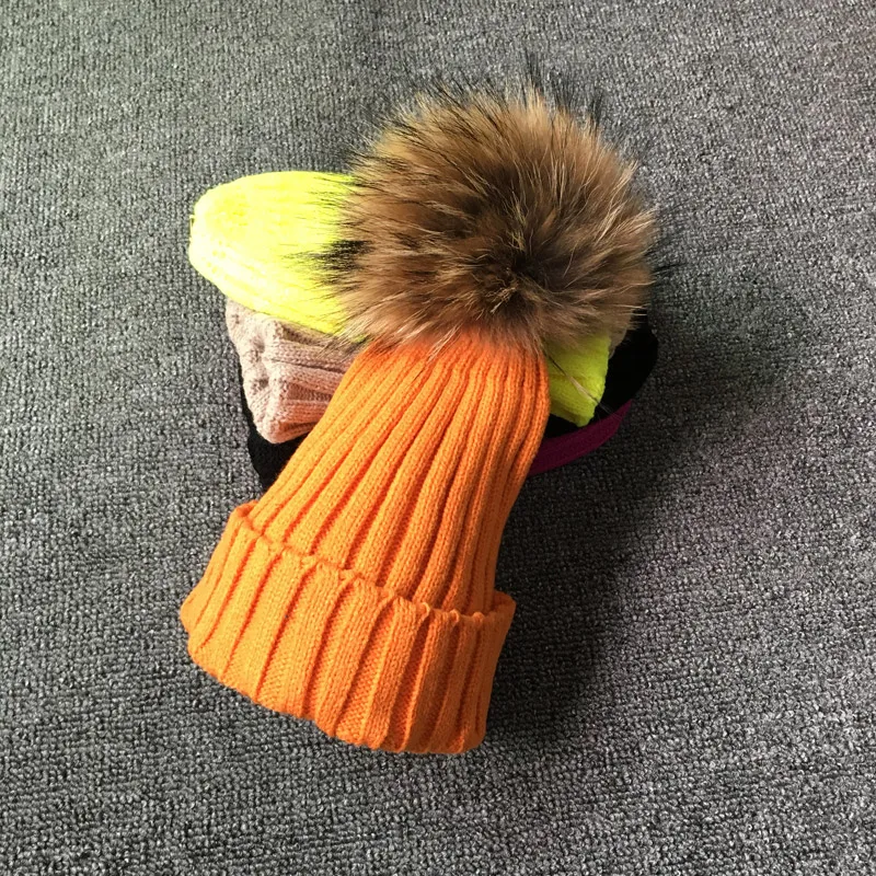Стиль, модные зимние Весенние шапки для детей, шапка Skullies Beanies 15 см, меховая шапка с помпоном для девочек, шапка, шапка enfant