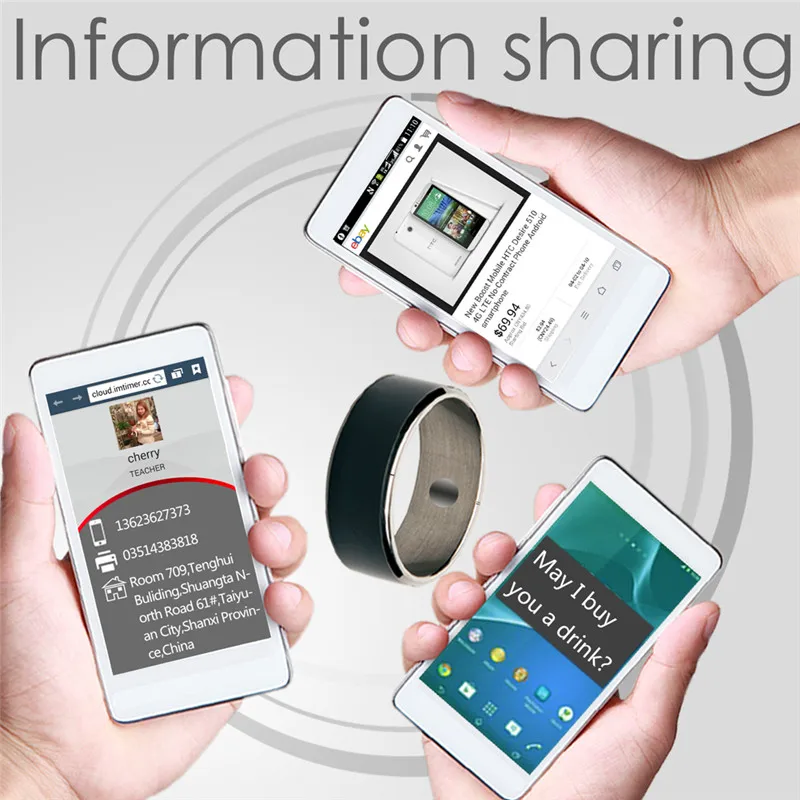 

EDAL Smart Ring waterproof for high speed NFC Electronics Phone with android and wp phones small magic ring