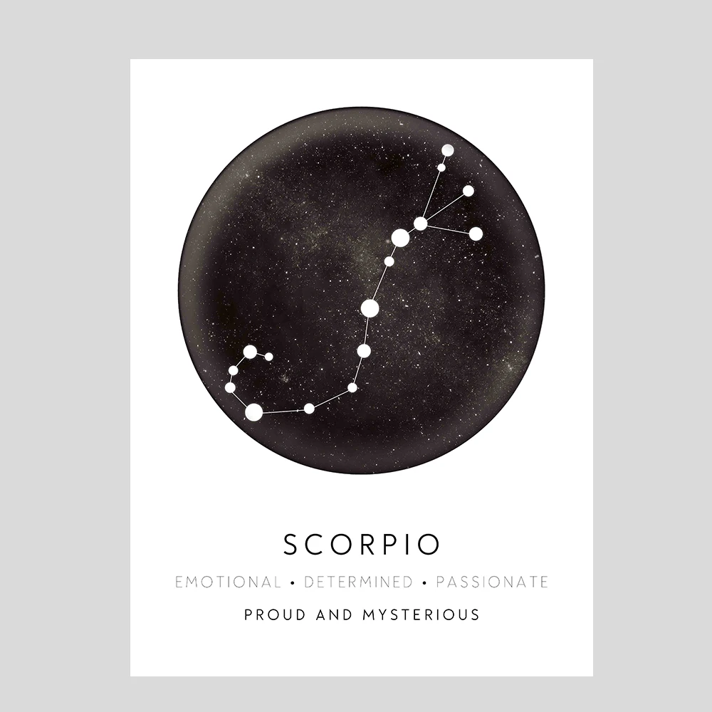SCORPIO LECHAO 12 созвездий плакат астрологический знак Печать Водонепроницаемый Холст Живопись Домашний декор для детей без рамы - Цвет: SCORPIO