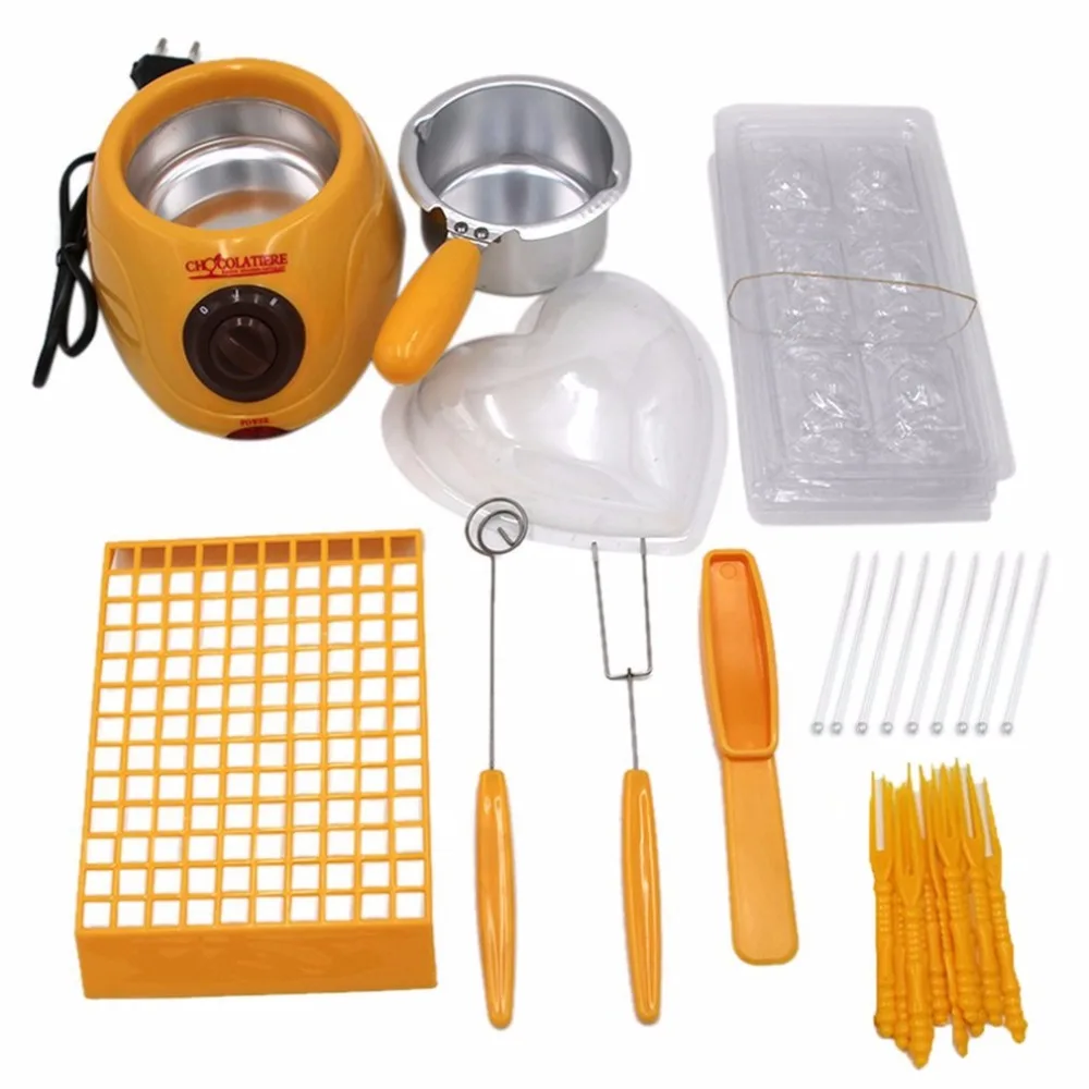 

Durable Hot Chocolate Melting Pot Electric Fondue Melter Machine Set DIY Tool EU plug Stainless steel&Plastic DIY Kitchen Tool