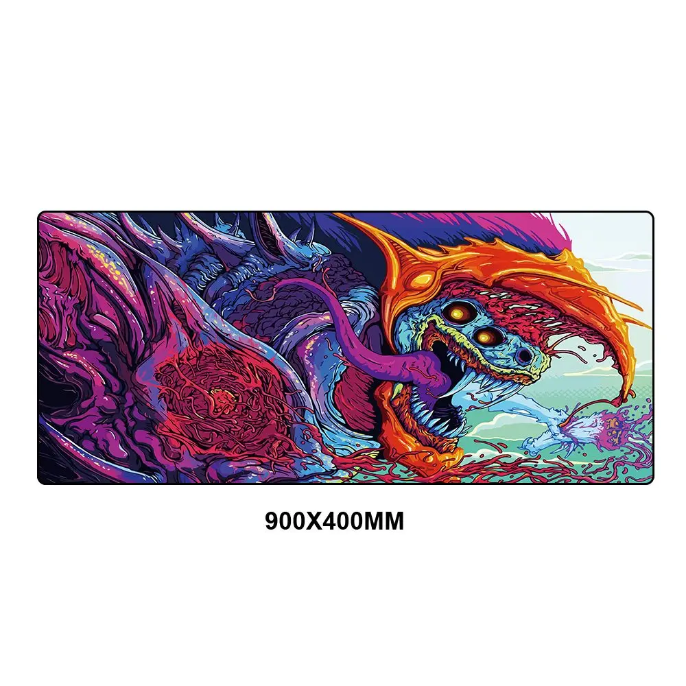 900x400MM Большой коврик для мыши, игровой коврик для мыши, противоскользящий коврик для клавиатуры из натурального каучука, настольный коврик с фиксирующейся кромкой CSGO Hyper Beast AWP коврик для игровой мыши - Цвет: 900x400MM
