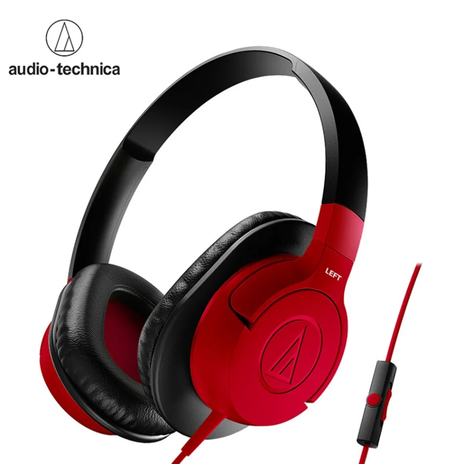 Красный Audio-Technica ATH-AX1iS Накладные наушники портативные гарнитуры 3,5 мм Проводные Игровые наушники с встроенным микрофоном и управлением - Цвет: Красный
