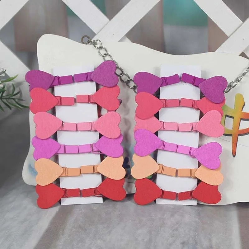 12 шт./пакет мини любящее сердце Деревянные прищепки красного розового белого